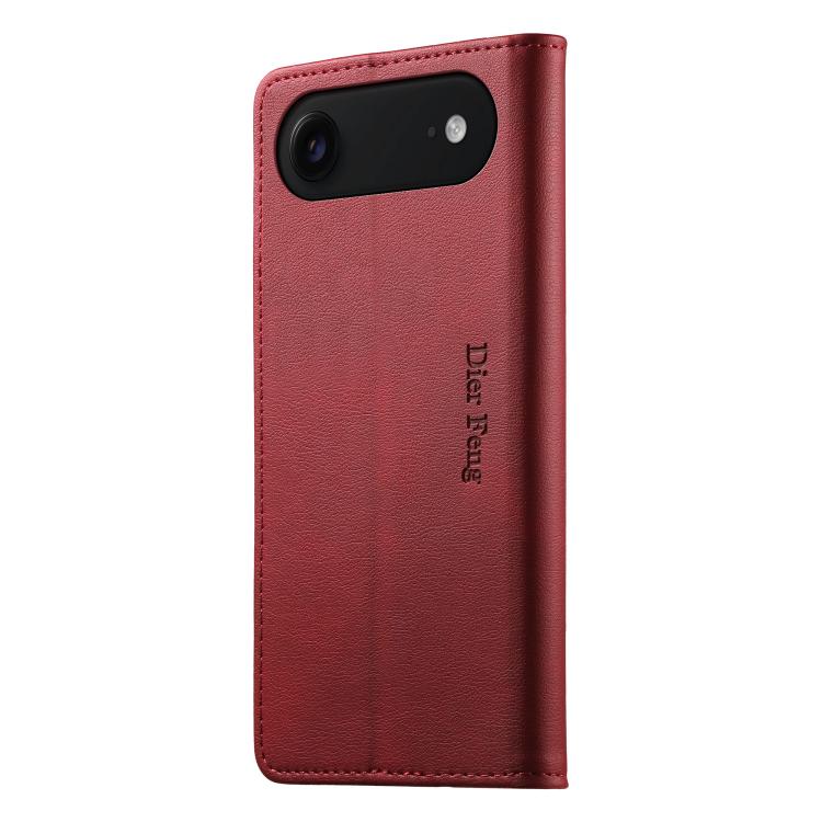 For iPhone Air Dierfeng Metal Snap Magnetic RFID Vegan Leather Phone Case