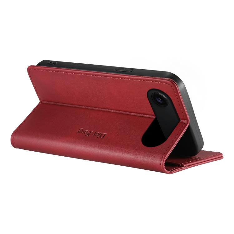 For iPhone Air Dierfeng Metal Snap Magnetic RFID Vegan Leather Phone Case