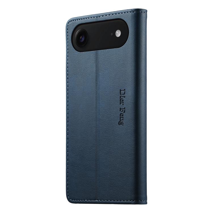 For iPhone Air Dierfeng Metal Snap Magnetic RFID Vegan Leather Phone Case