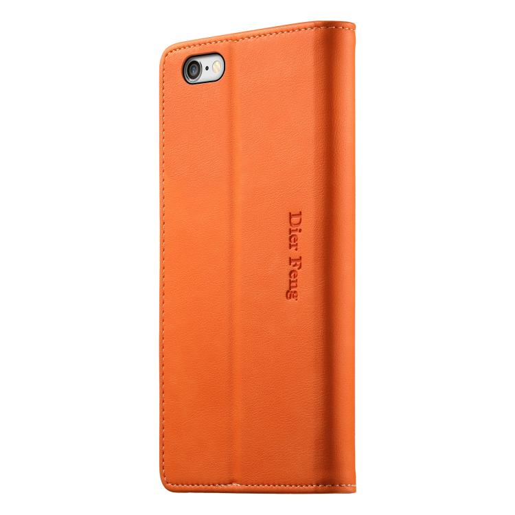 For iPhone SE 2022 / SE 2020 / 7 / 8 Dierfeng Metal Snap Magnetic RFID Vegan Leather Phone Case