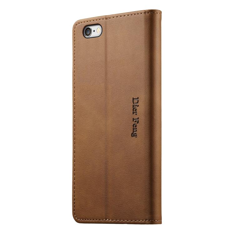 For iPhone SE 2022 / SE 2020 / 7 / 8 Dierfeng Metal Snap Magnetic RFID Vegan Leather Phone Case