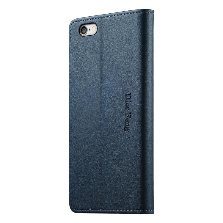 For iPhone SE 2022 / SE 2020 / 7 / 8 Dierfeng Metal Snap Magnetic RFID Vegan Leather Phone Case