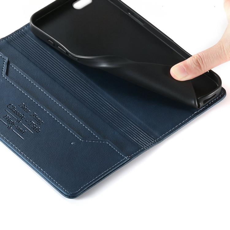 For iPhone SE 2022 / SE 2020 / 7 / 8 Dierfeng Metal Snap Magnetic RFID Vegan Leather Phone Case