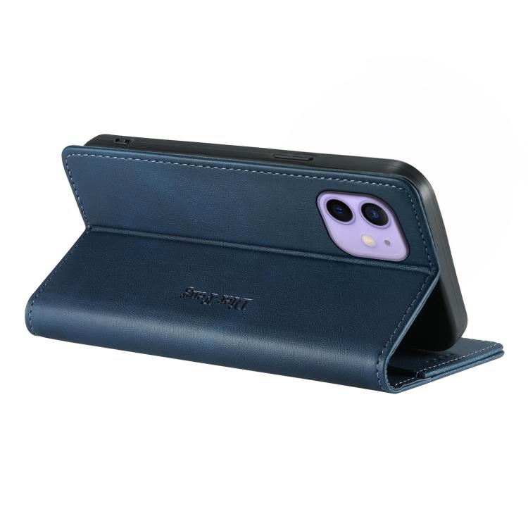 For iPhone 12 / 12 Pro Dierfeng Metal Snap Magnetic RFID Vegan Leather Phone Case
