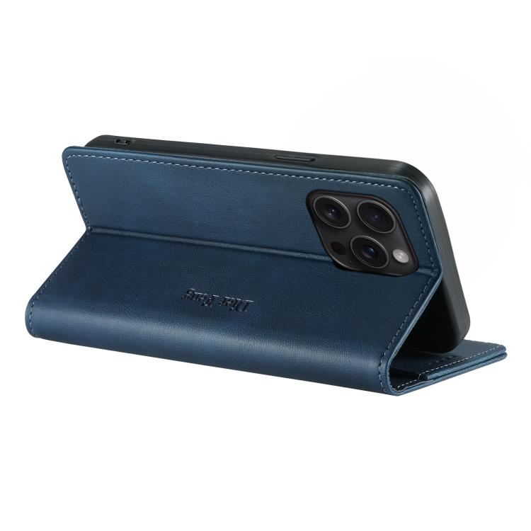 For iPhone 12 Pro Max Dierfeng Metal Snap Magnetic RFID Vegan Leather Phone Case