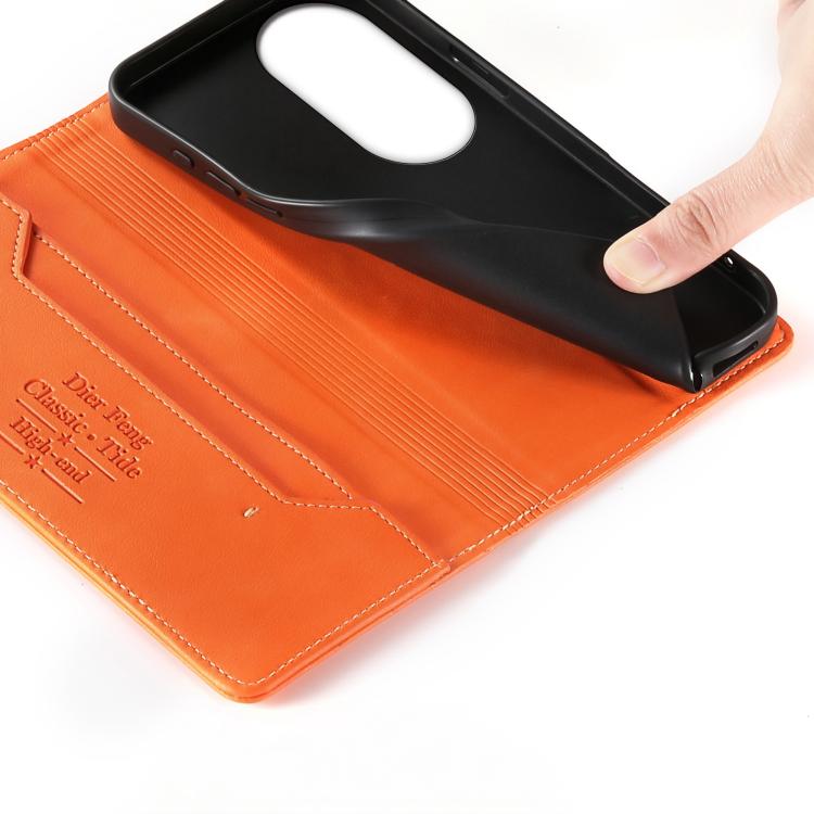 For vivo V50 5G Curved Dierfeng Metal Snap Magnetic RFID Vegan Leather Phone Case