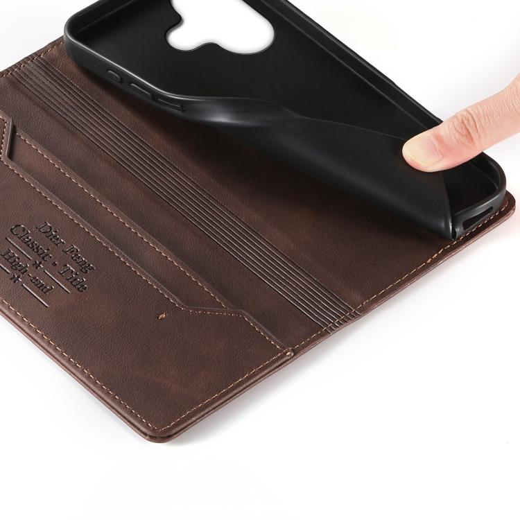 For vivo V60 Lite 5G Dierfeng Metal Snap Magnetic RFID Vegan Leather Phone Case