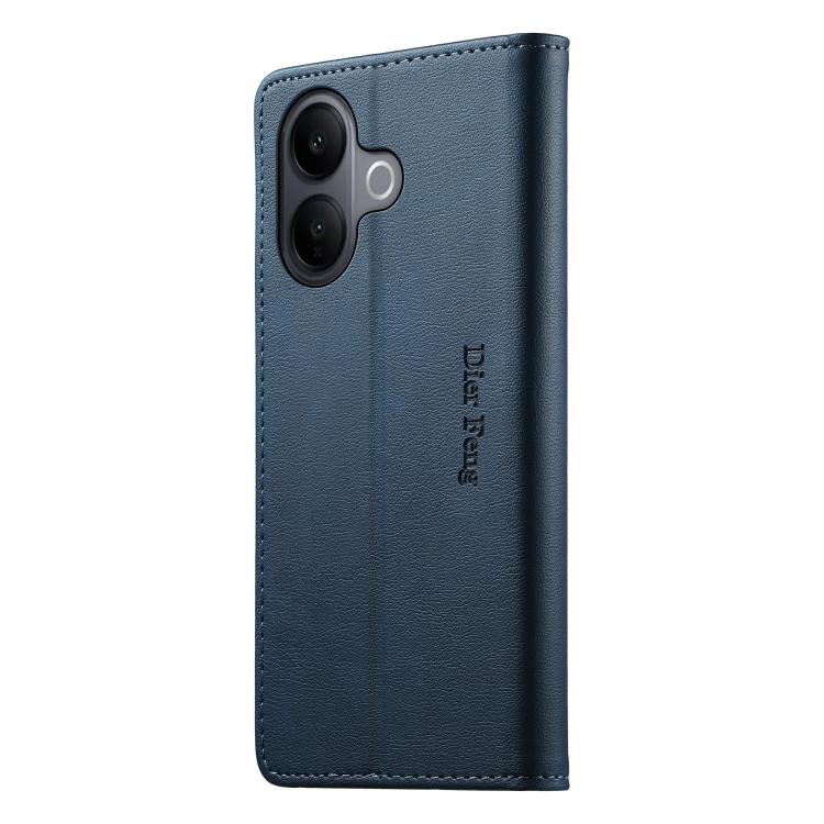 For vivo V60 Lite 5G Dierfeng Metal Snap Magnetic RFID Vegan Leather Phone Case