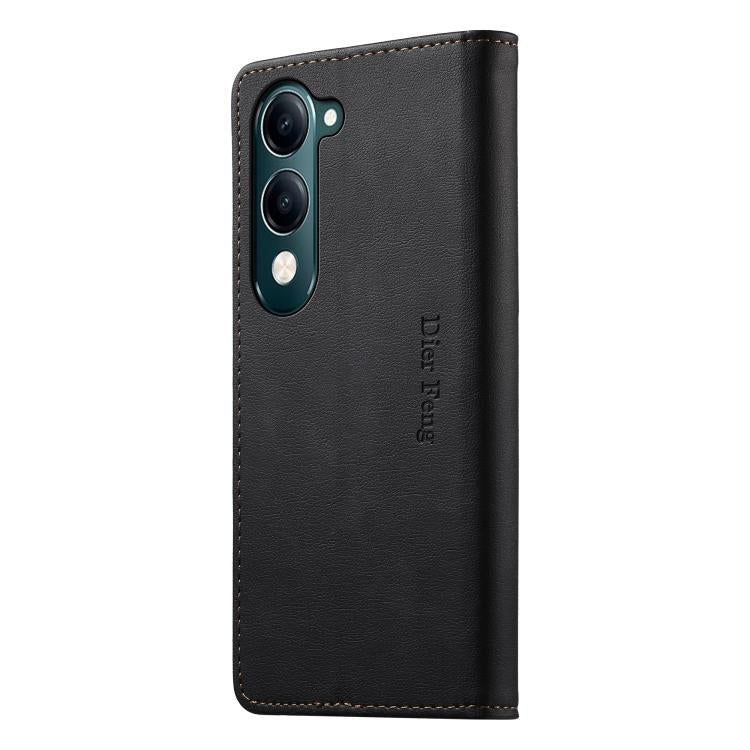 For vivo Y04 4G / Y29s 5G Dierfeng Metal Snap Magnetic RFID Vegan Leather Phone Case