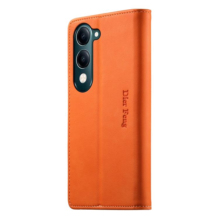 For vivo Y04 4G / Y29s 5G Dierfeng Metal Snap Magnetic RFID Vegan Leather Phone Case