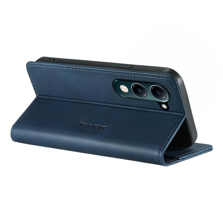 For vivo Y04 4G / Y29s 5G Dierfeng Metal Snap Magnetic RFID Vegan Leather Phone Case