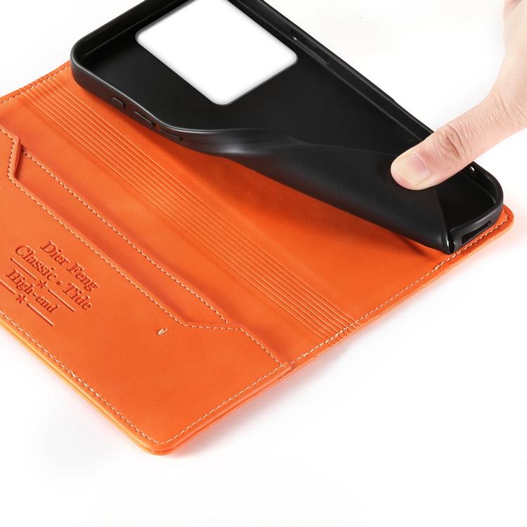For vivo Y36 5G Dierfeng Metal Snap Magnetic RFID Vegan Leather Phone Case