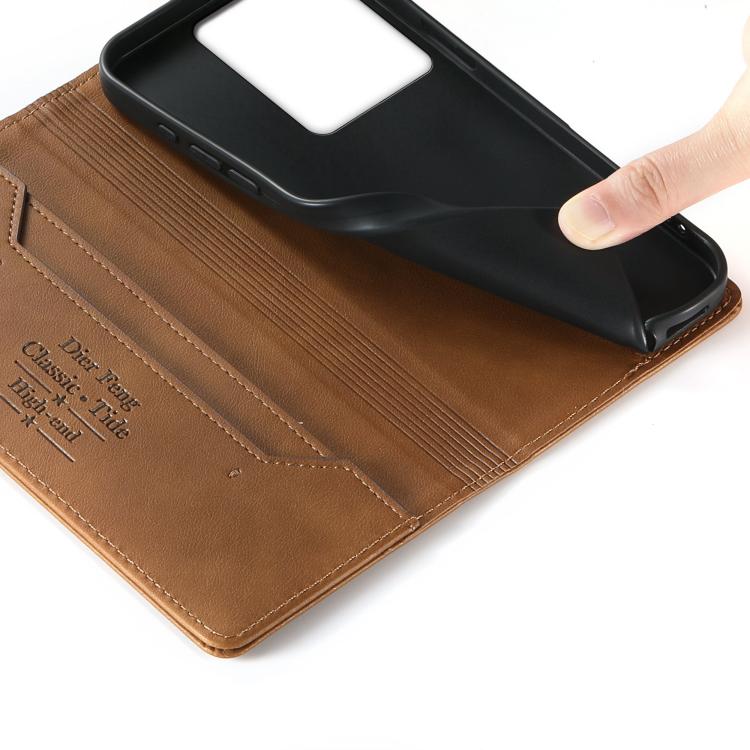 For vivo Y36 5G Dierfeng Metal Snap Magnetic RFID Vegan Leather Phone Case