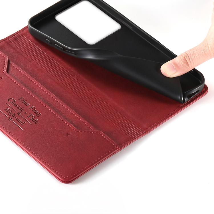 For vivo Y36 5G Dierfeng Metal Snap Magnetic RFID Vegan Leather Phone Case