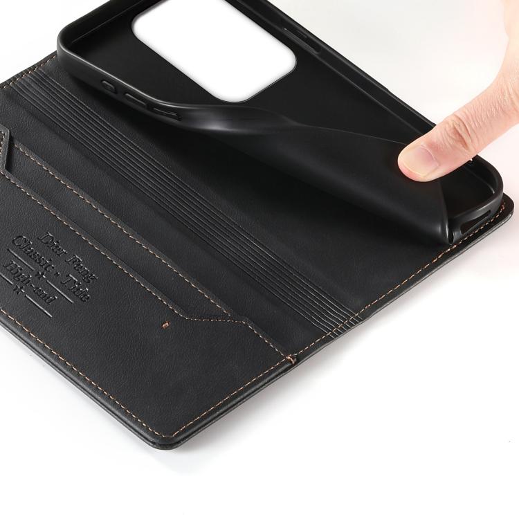 For vivo Y29 4G Dierfeng Metal Snap Magnetic RFID Vegan Leather Phone Case