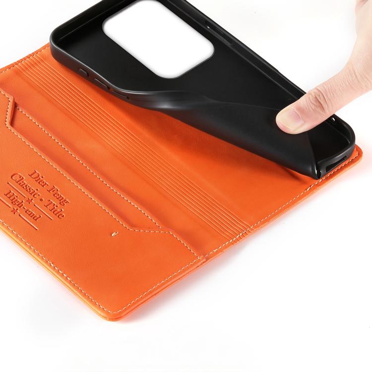 For vivo Y29 4G Dierfeng Metal Snap Magnetic RFID Vegan Leather Phone Case