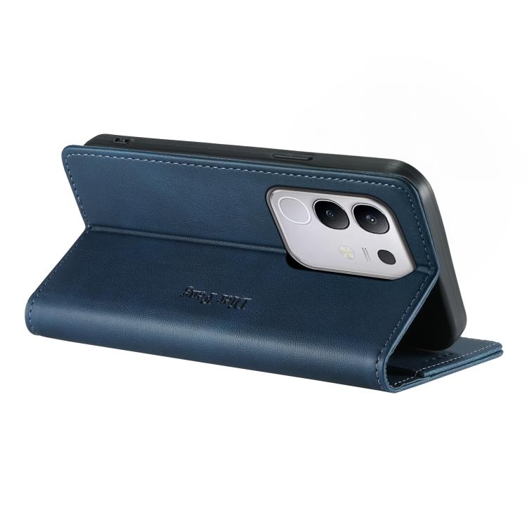For vivo Y29 4G Dierfeng Metal Snap Magnetic RFID Vegan Leather Phone Case