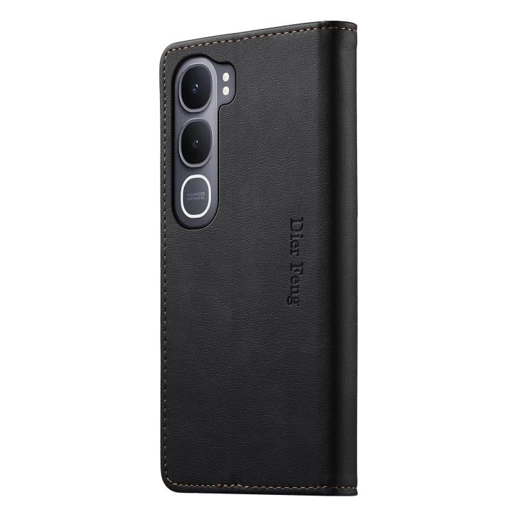 For vivo Y31 5G 2025 Dierfeng Metal Snap Magnetic RFID Vegan Leather Phone Case