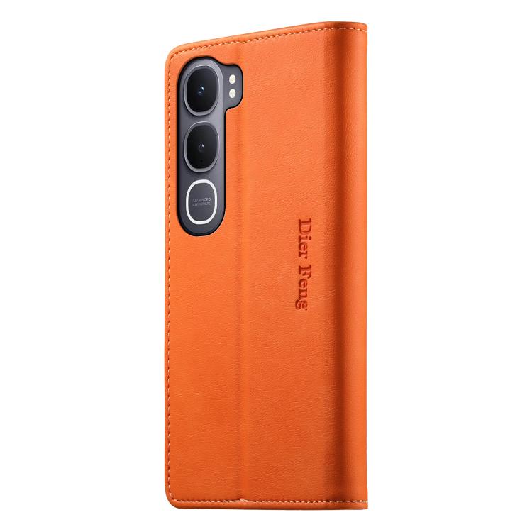 For vivo Y31 5G 2025 Dierfeng Metal Snap Magnetic RFID Vegan Leather Phone Case