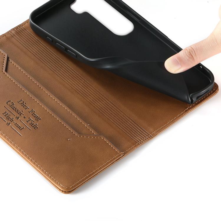 For vivo Y31 5G 2025 Dierfeng Metal Snap Magnetic RFID Vegan Leather Phone Case