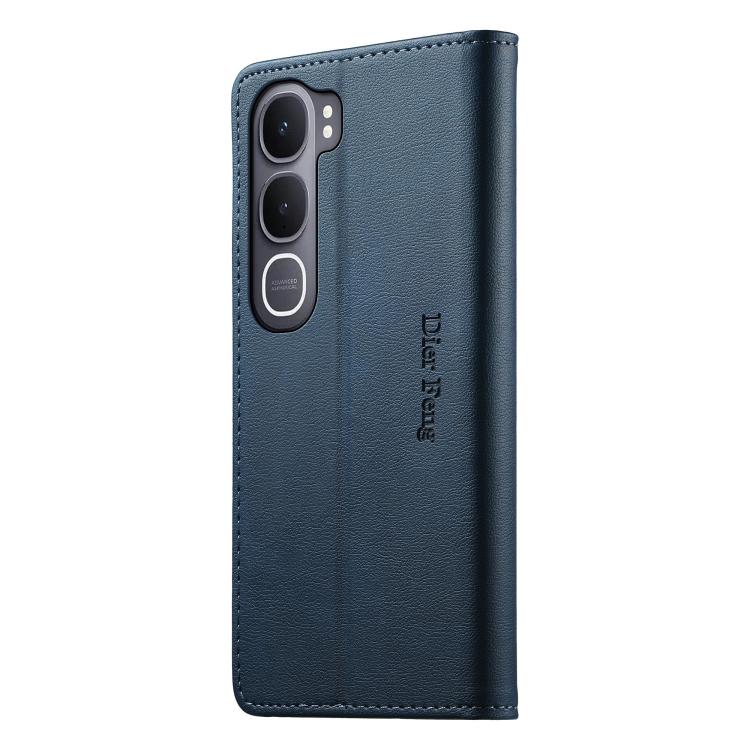For vivo Y31 5G 2025 Dierfeng Metal Snap Magnetic RFID Vegan Leather Phone Case
