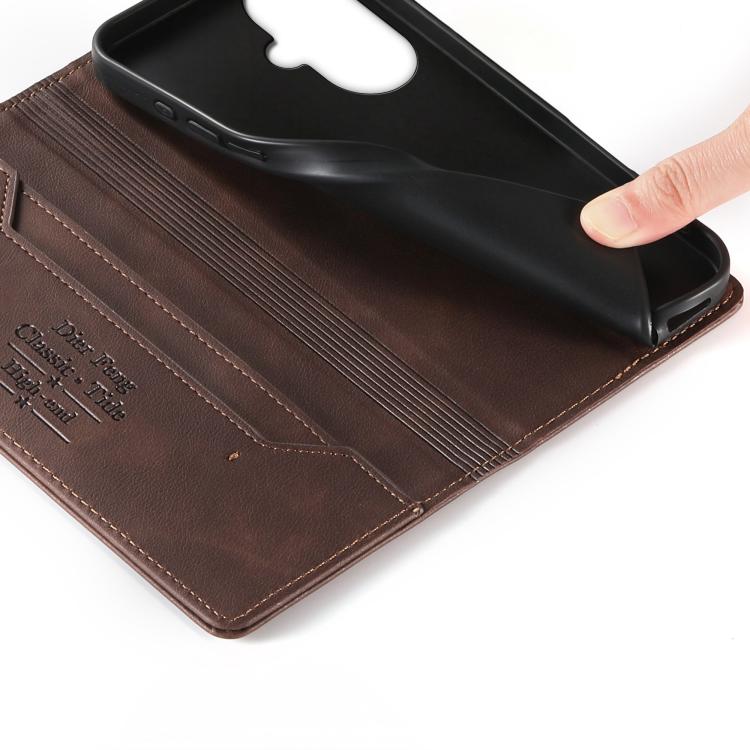 For vivo Y35+ / Y35M+ 5G / Y27 4G 2023 Dierfeng Metal Snap Magnetic RFID Vegan Leather Phone Case