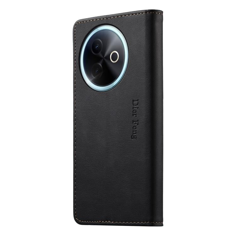 For vivo Y39 5G Dierfeng Metal Snap Magnetic RFID Vegan Leather Phone Case