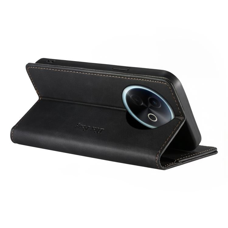 For vivo Y39 5G Dierfeng Metal Snap Magnetic RFID Vegan Leather Phone Case