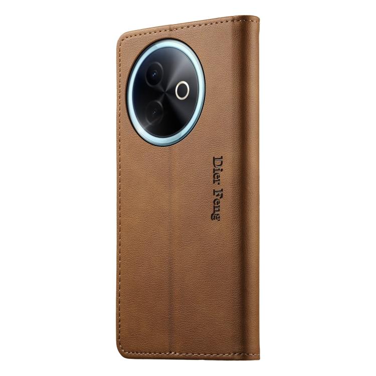 For vivo Y39 5G Dierfeng Metal Snap Magnetic RFID Vegan Leather Phone Case