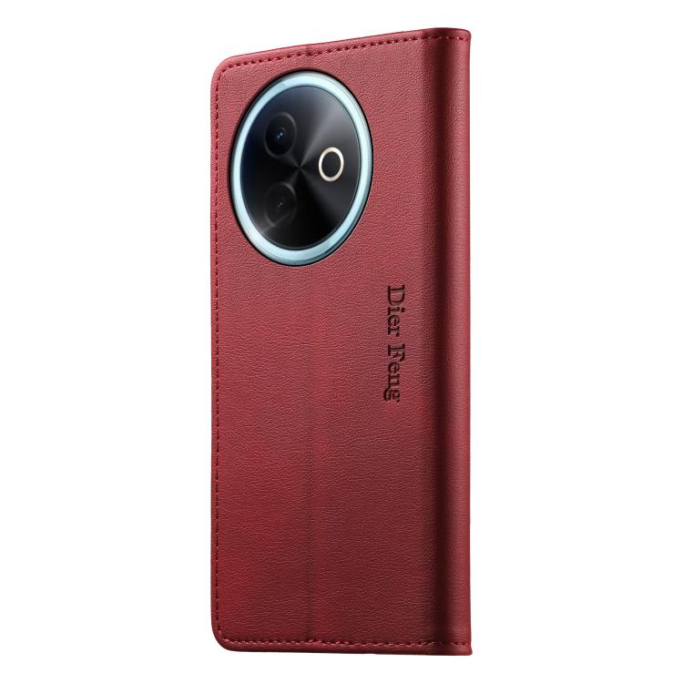 For vivo Y39 5G Dierfeng Metal Snap Magnetic RFID Vegan Leather Phone Case