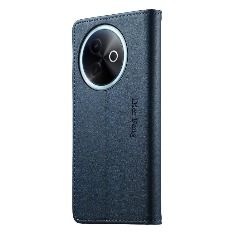 For vivo Y39 5G Dierfeng Metal Snap Magnetic RFID Vegan Leather Phone Case