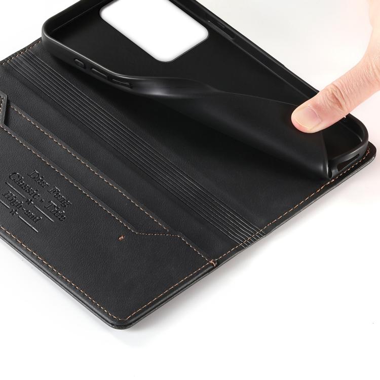 For vivo Y56 5G / Y16 4G / Y02s 4G Dierfeng Metal Snap Magnetic RFID Vegan Leather Phone Case