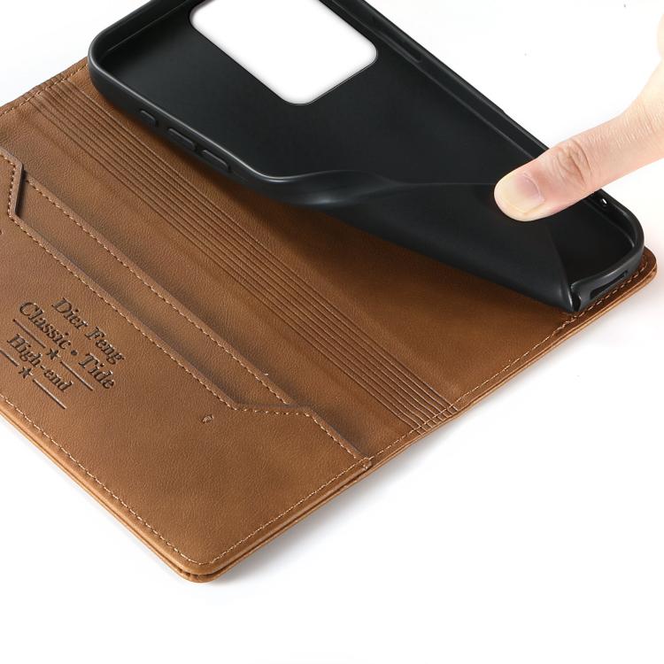 For vivo Y56 5G / Y16 4G / Y02s 4G Dierfeng Metal Snap Magnetic RFID Vegan Leather Phone Case