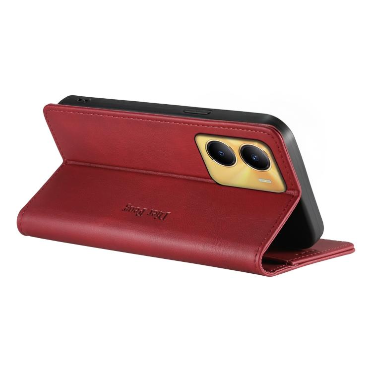For vivo Y56 5G / Y16 4G / Y02s 4G Dierfeng Metal Snap Magnetic RFID Vegan Leather Phone Case
