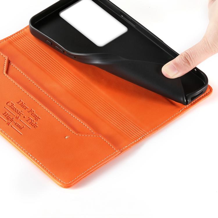 For vivo Y78+ Dierfeng Metal Snap Magnetic RFID Vegan Leather Phone Case