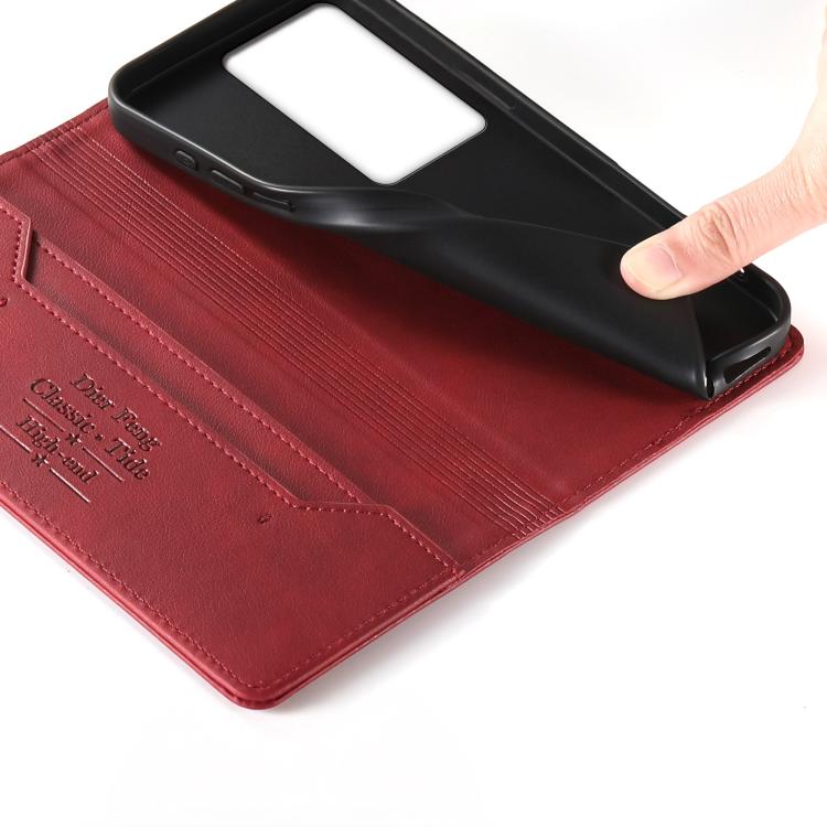 For vivo Y78+ Dierfeng Metal Snap Magnetic RFID Vegan Leather Phone Case