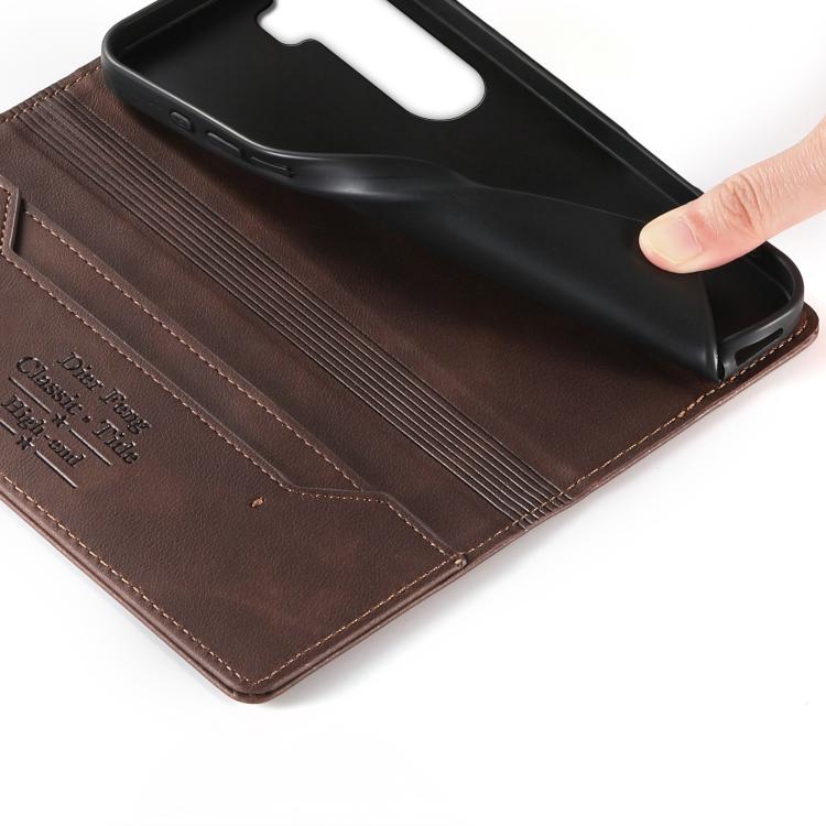 For vivo Y400 5G Dierfeng Metal Snap Magnetic RFID Vegan Leather Phone Case