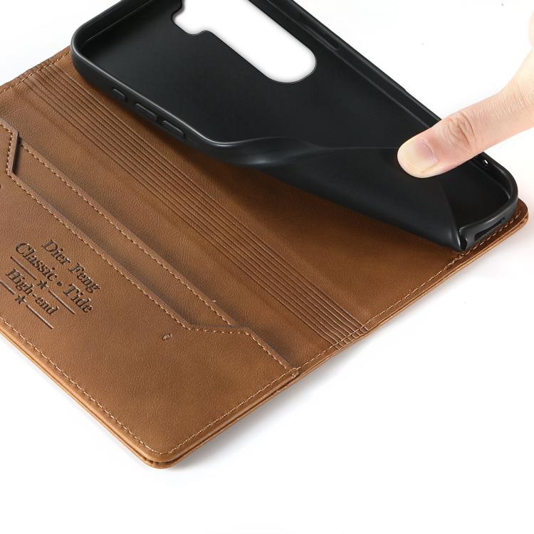 For vivo Y400 5G Dierfeng Metal Snap Magnetic RFID Vegan Leather Phone Case