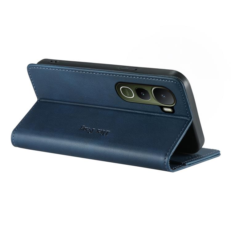 For vivo Y400 5G Dierfeng Metal Snap Magnetic RFID Vegan Leather Phone Case