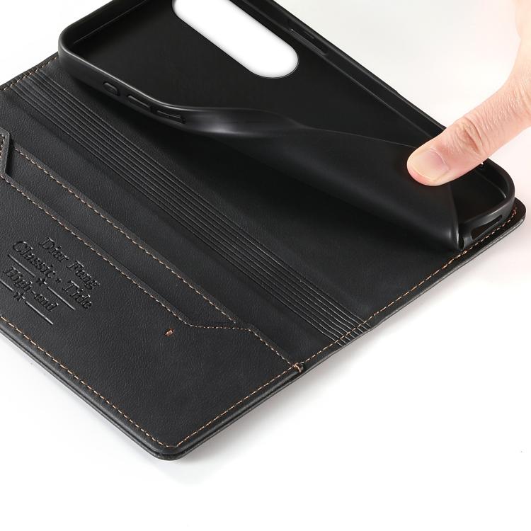 For vivo V70 FE 5G Dierfeng Metal Snap Magnetic RFID Vegan Leather Phone Case