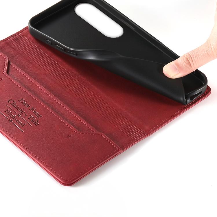 For vivo V70 FE 5G Dierfeng Metal Snap Magnetic RFID Vegan Leather Phone Case