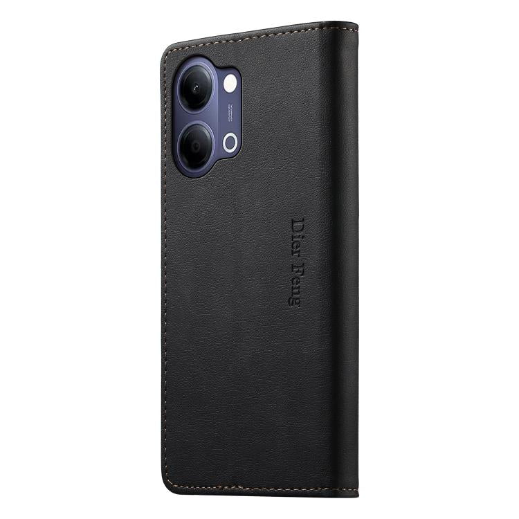 For vivo Y21 5G 2026 / Y05 4G Dierfeng Metal Snap Magnetic RFID Vegan Leather Phone Case