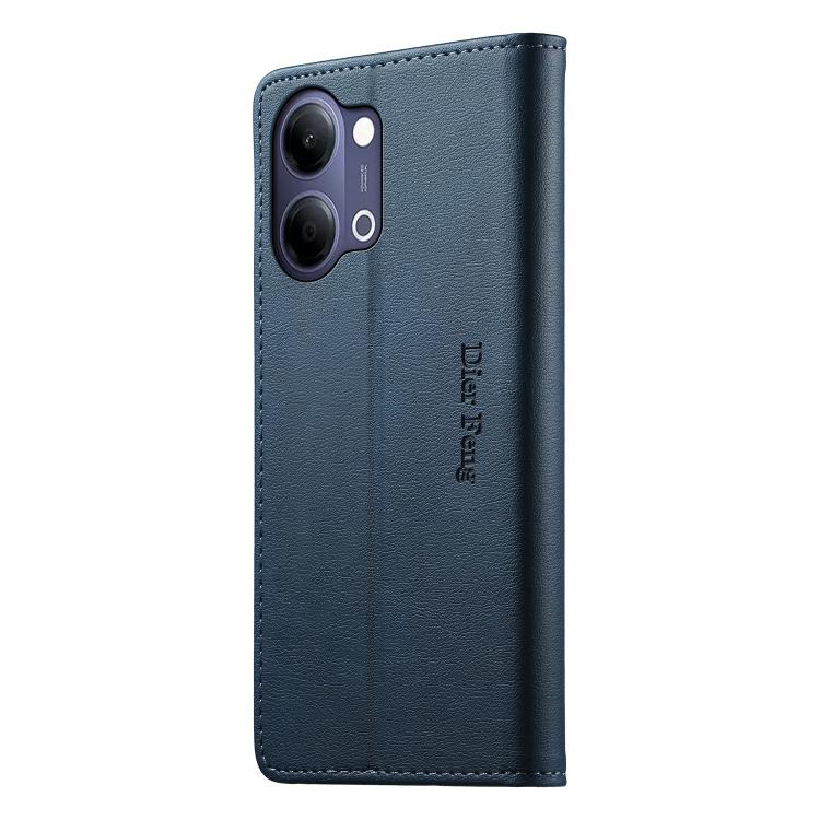 For vivo Y21 5G 2026 / Y05 4G Dierfeng Metal Snap Magnetic RFID Vegan Leather Phone Case