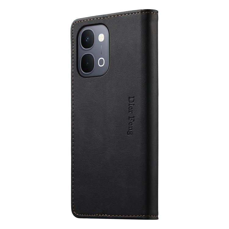 For vivo Y31d 4G Dierfeng Metal Snap Magnetic RFID Vegan Leather Phone Case