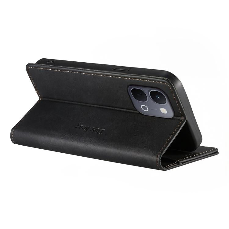 For vivo Y31d 4G Dierfeng Metal Snap Magnetic RFID Vegan Leather Phone Case