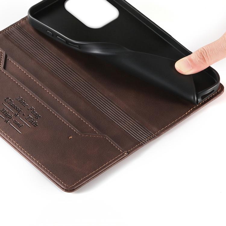 For vivo Y31d 4G Dierfeng Metal Snap Magnetic RFID Vegan Leather Phone Case