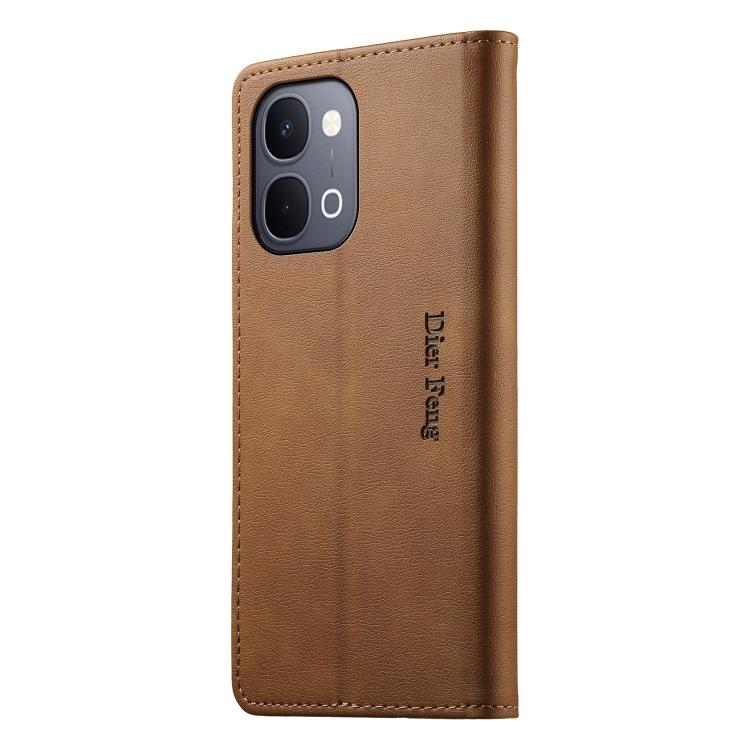 For vivo Y31d 4G Dierfeng Metal Snap Magnetic RFID Vegan Leather Phone Case