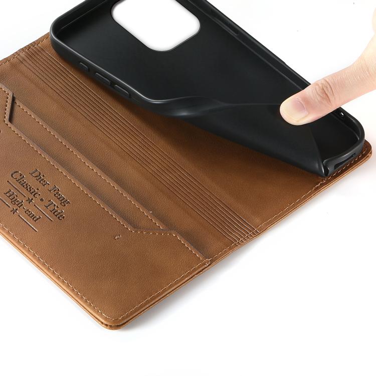 For vivo Y31d 4G Dierfeng Metal Snap Magnetic RFID Vegan Leather Phone Case