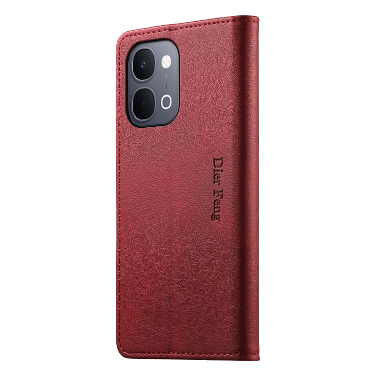 For vivo Y31d 4G Dierfeng Metal Snap Magnetic RFID Vegan Leather Phone Case