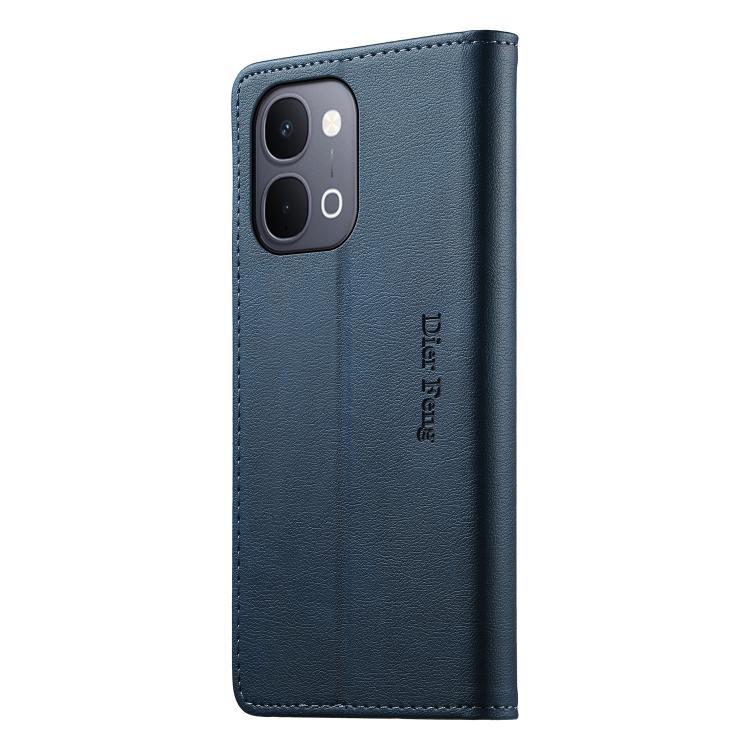 For vivo Y31d 4G Dierfeng Metal Snap Magnetic RFID Vegan Leather Phone Case